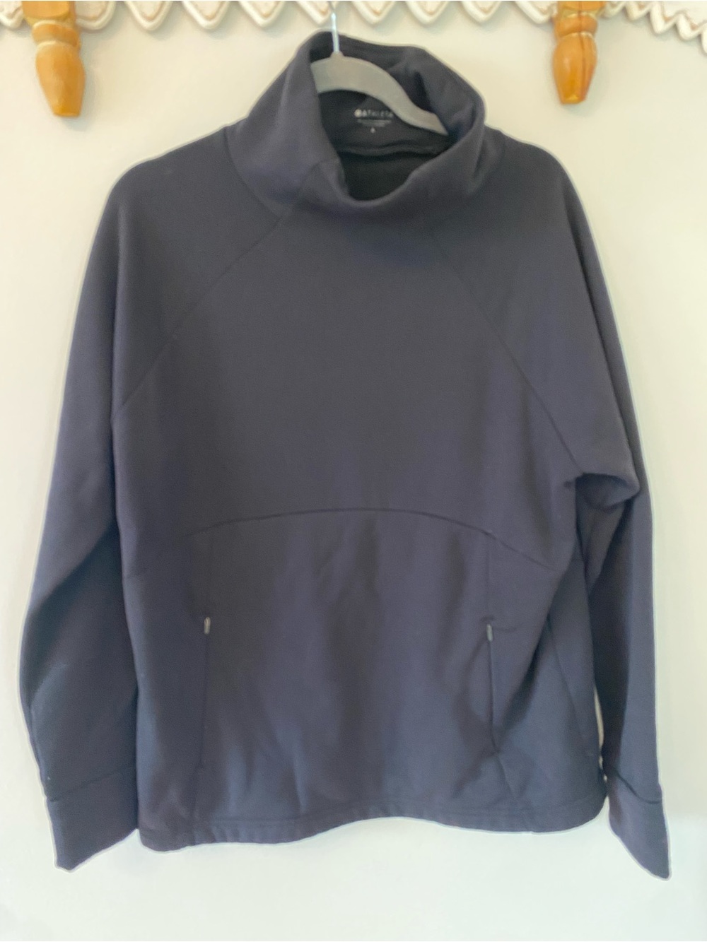 Athleta Black Fleece Lined Roll Neck Pullover Sweatshirt - size large - winter - Picture 4 of 8